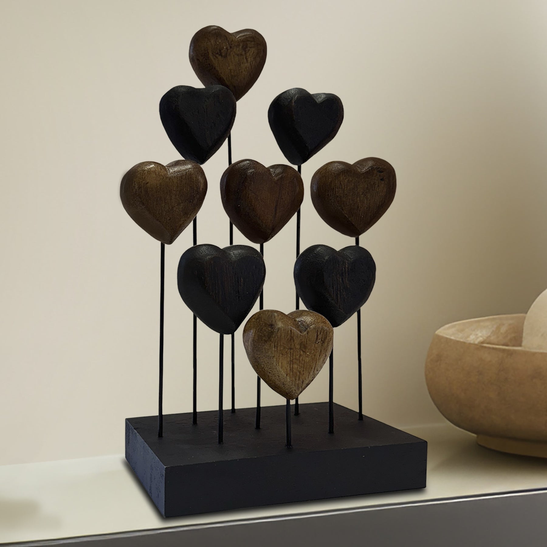 Hearts Handmade Wooden Sculpture