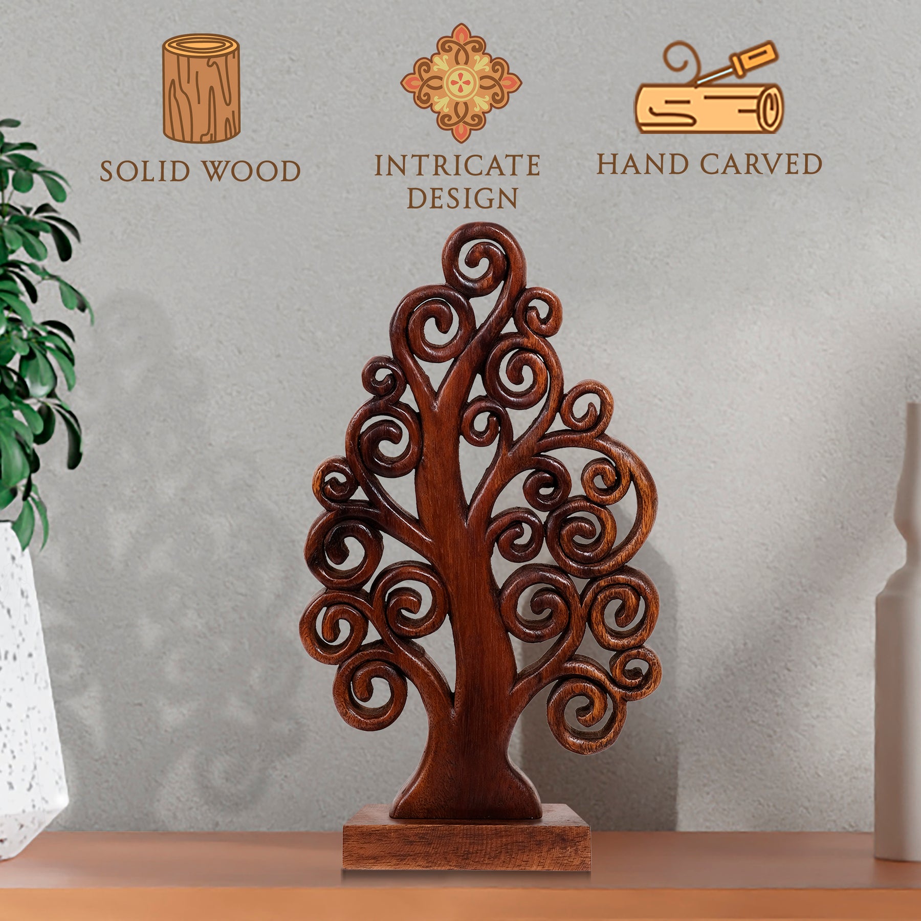 Mccaullie Tree of Life Wooden Sculpture - Medium