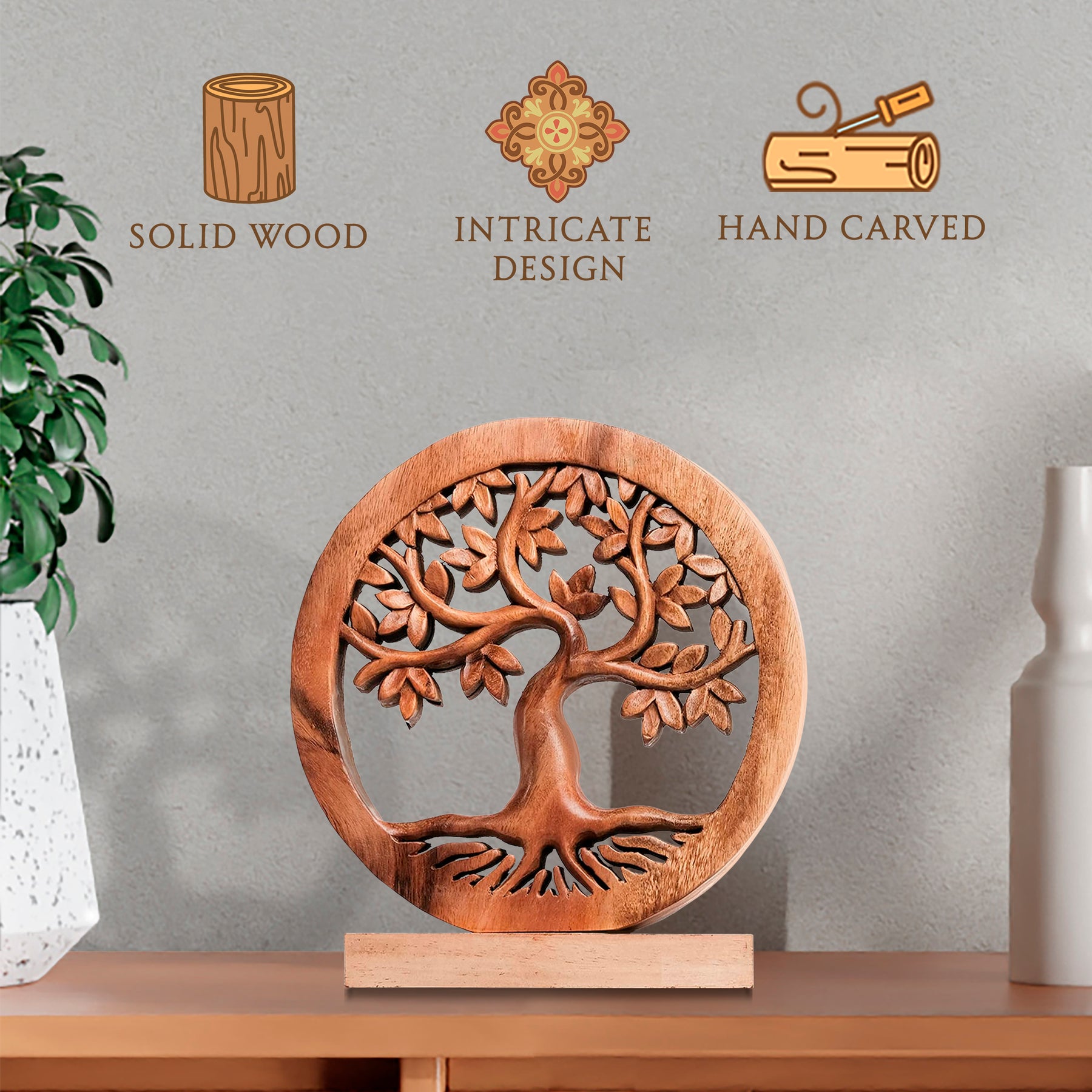 Libarid Tree of Life Wooden Sculpture - Medium