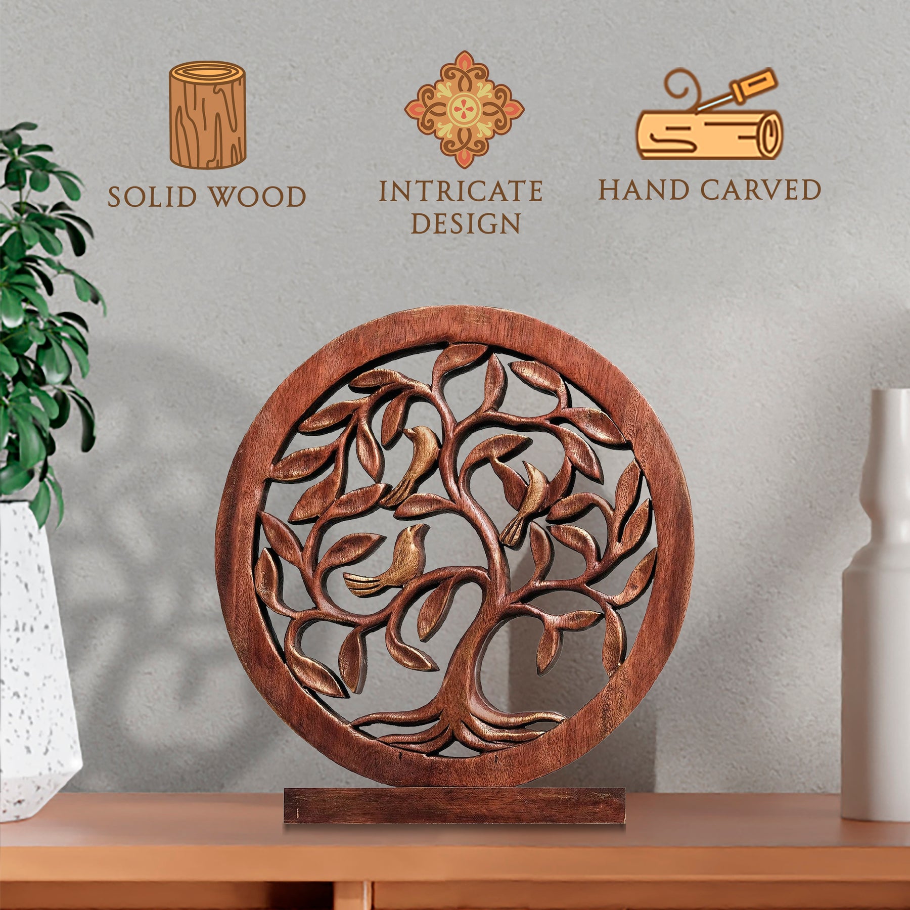 Trevose Tree of Life Wooden Sculpture - Large