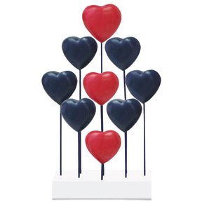 Red Blue White USA Flag Hearts Handmade Wooden Sculpture