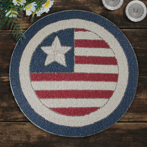 USA Flag Round Beaded Placemats