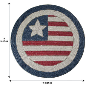 USA Flag Round Beaded Placemats