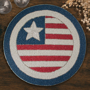 USA Flag Round Beaded Placemats