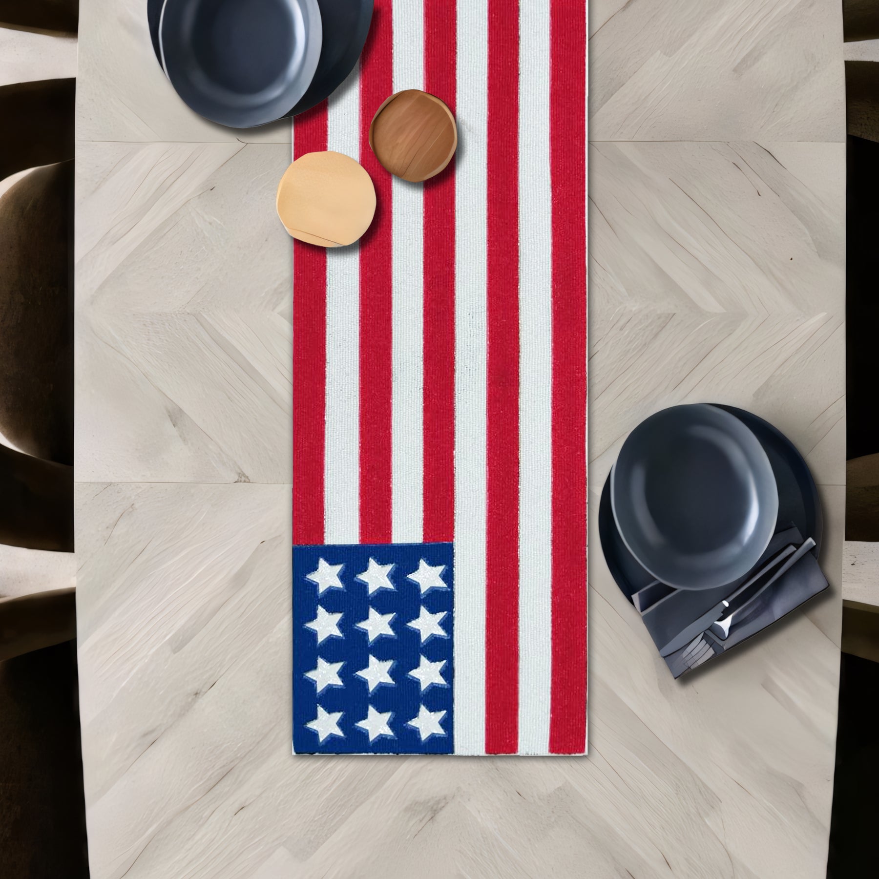 USA Flag Beaded Table Runner