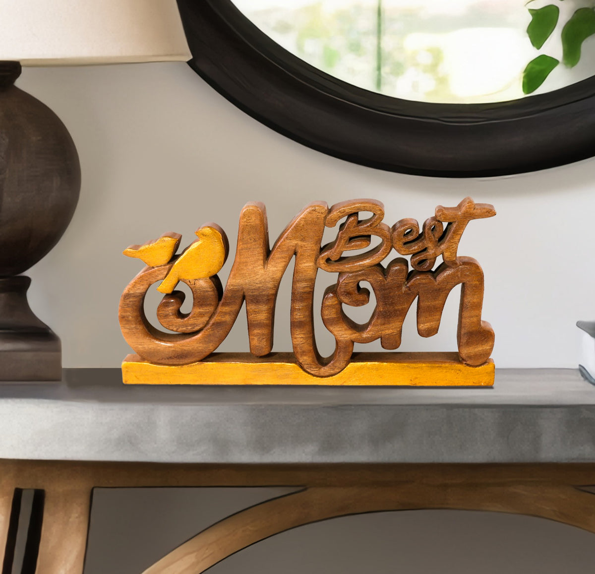 Best Mom Handmade Wooden Sculpture