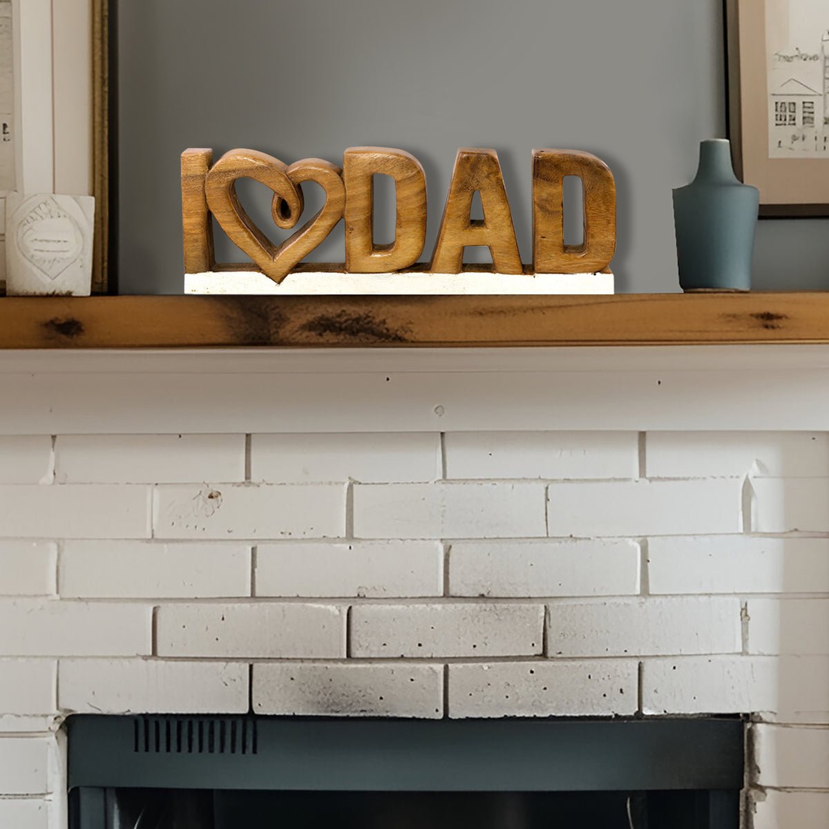 I Love Dad Handmade Wooden Sculpture