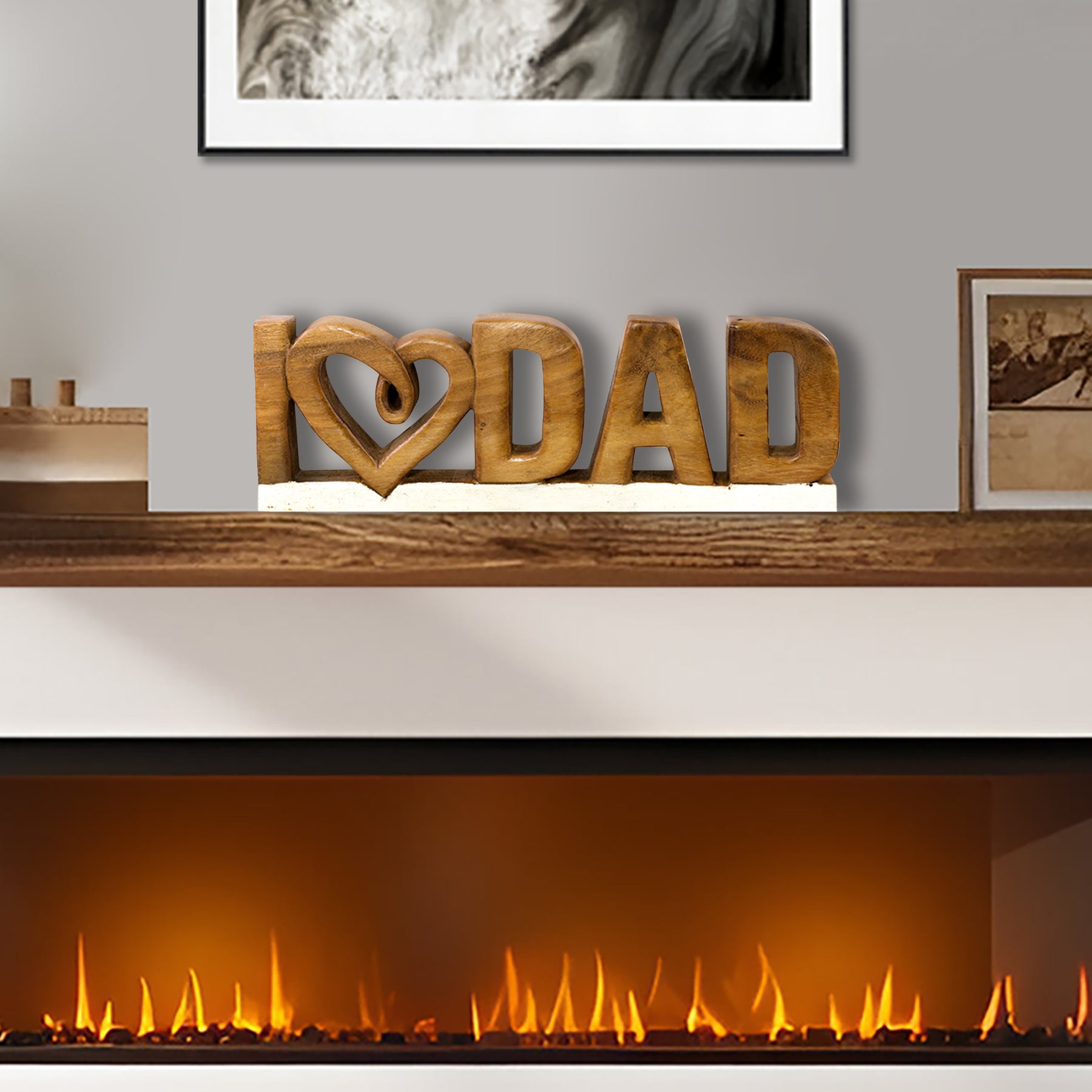 I Love Dad Handmade Wooden Sculpture