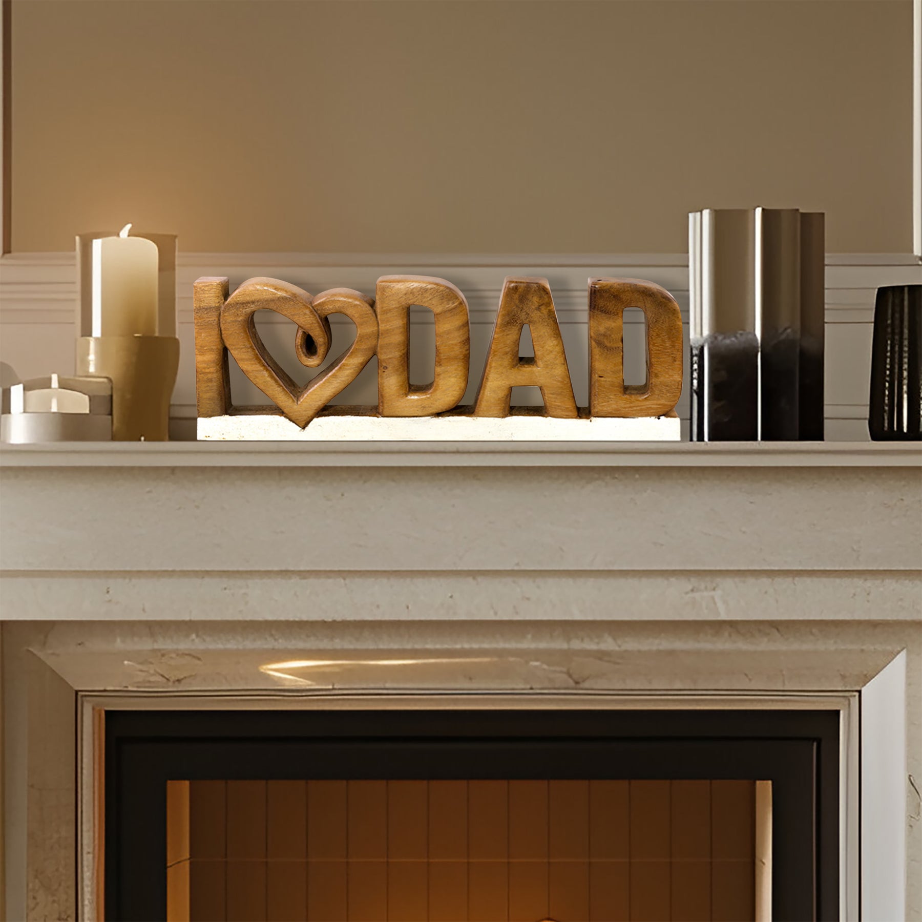 I Love Dad Handmade Wooden Sculpture