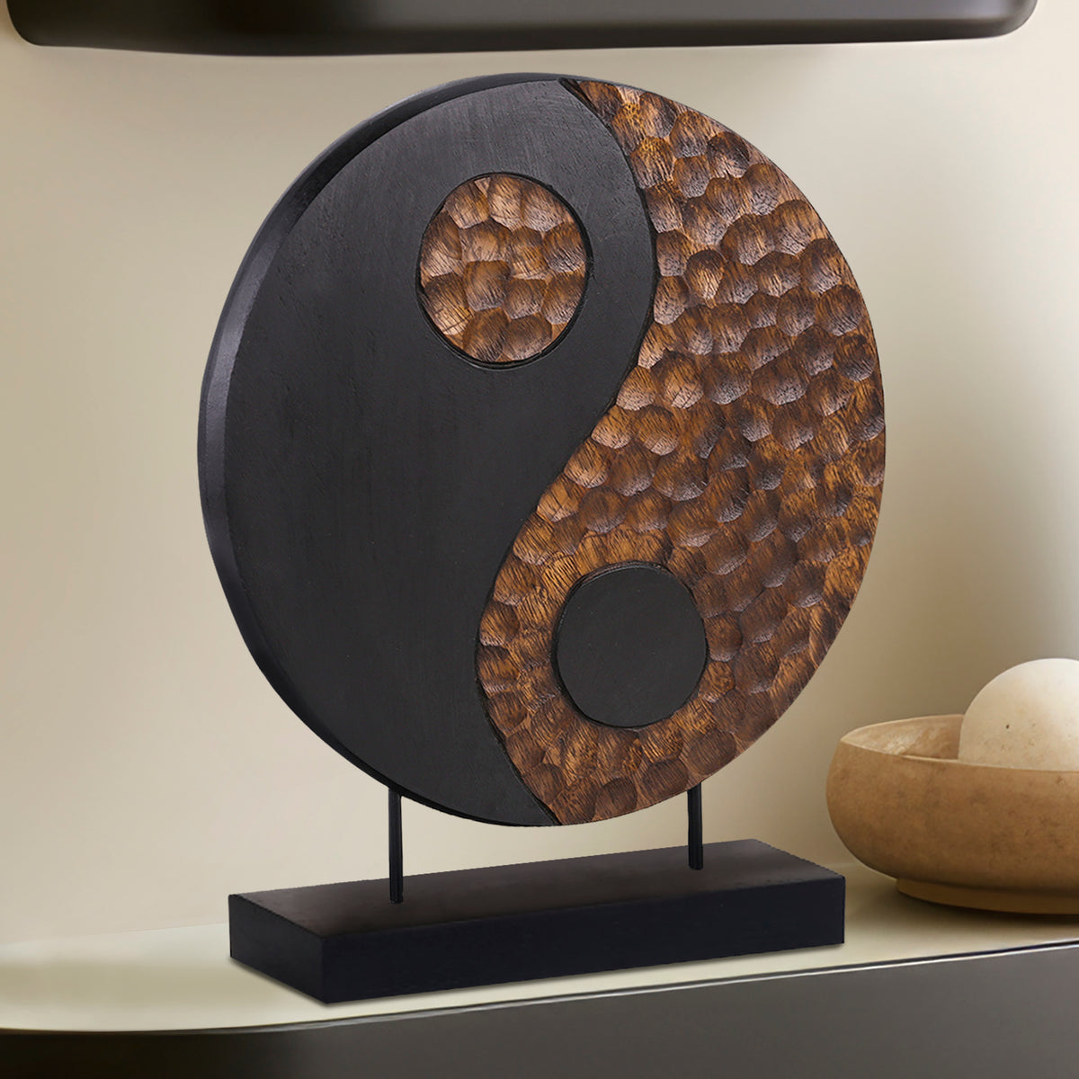 Yin Yang Handmade Wooden Sculpture