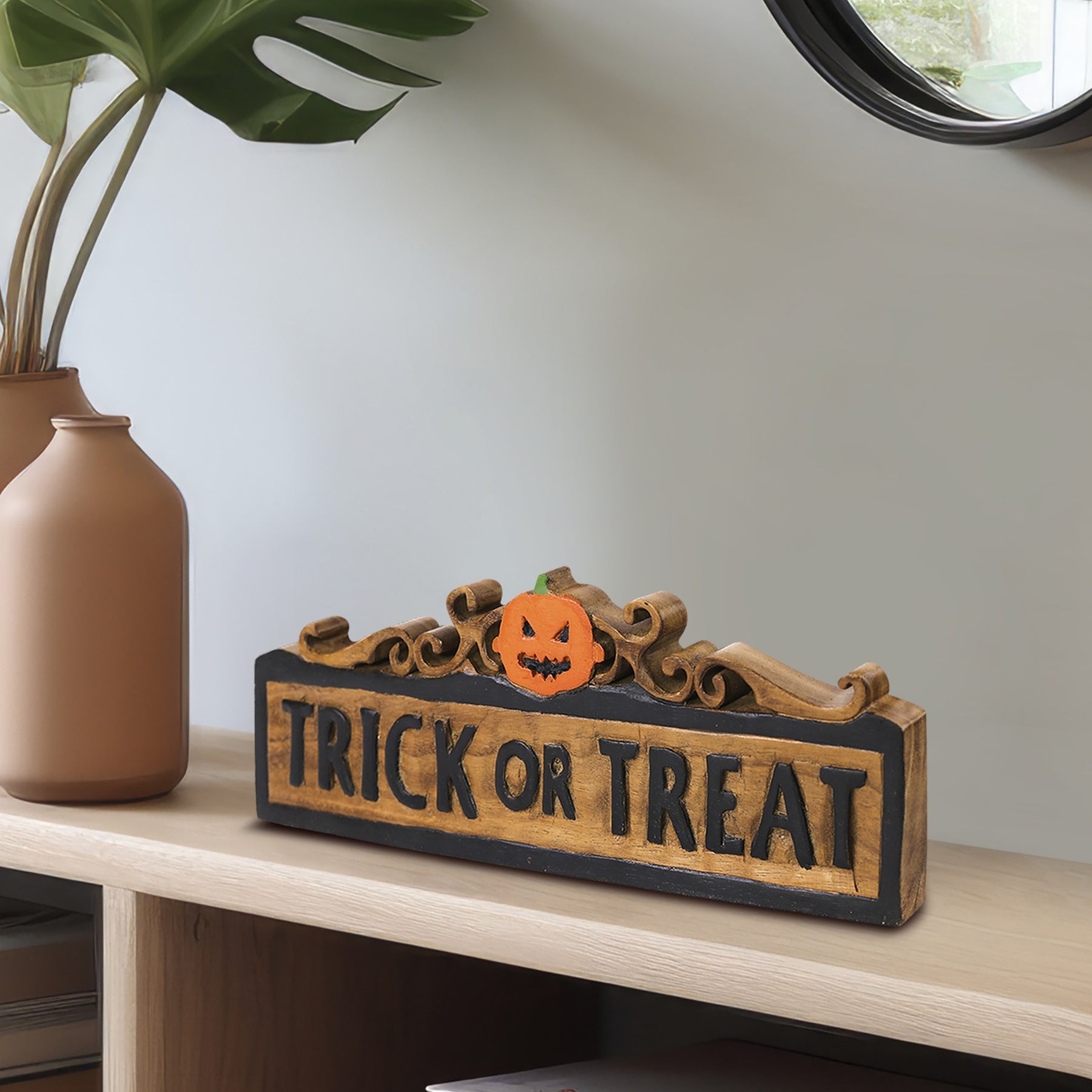 Trick or Treat Handmade Wooden Sculpture