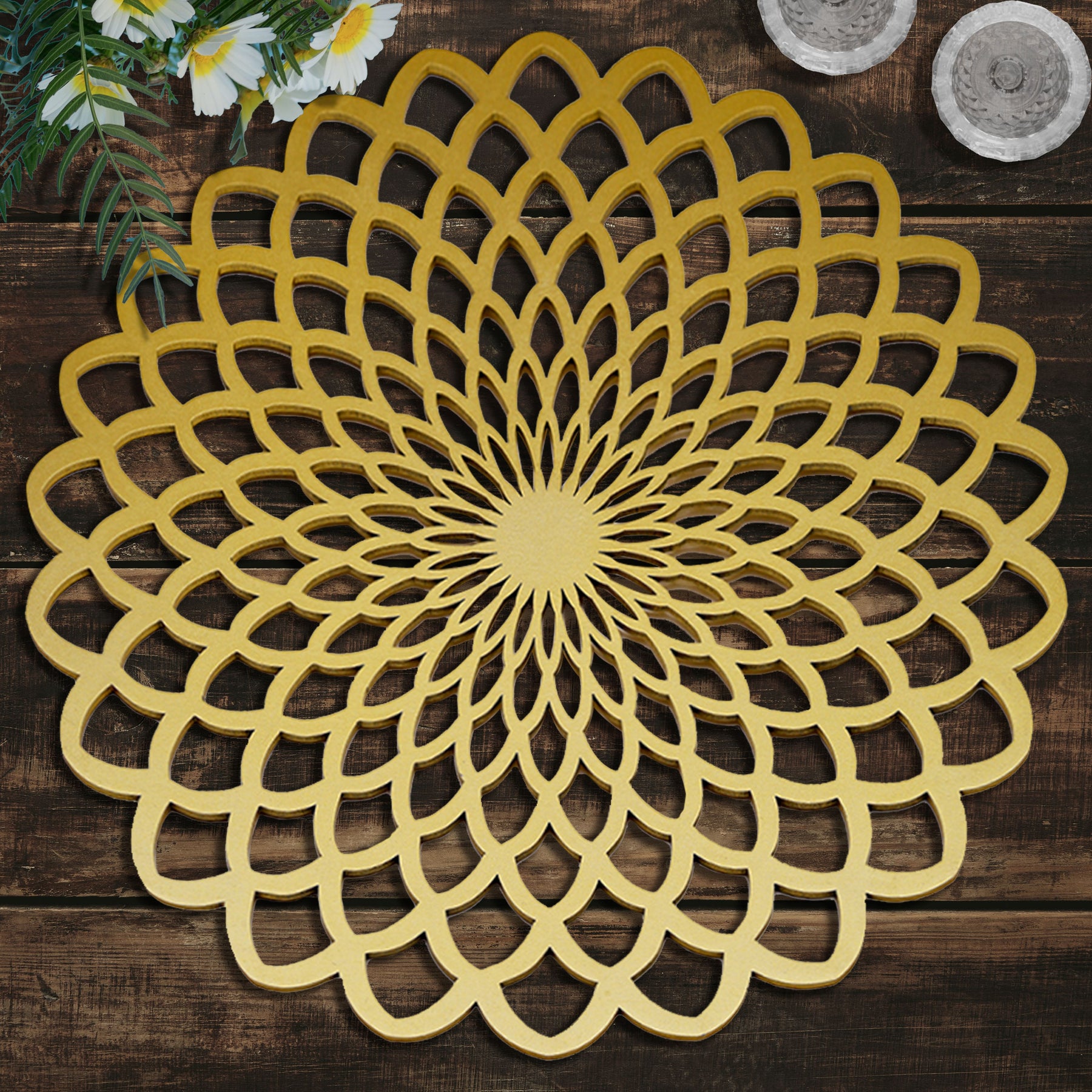 Gold Wooden Trivet Placemats for Dining Table