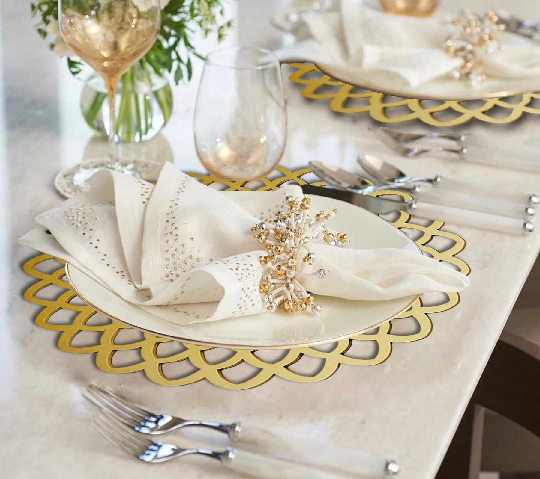 Gold Wooden Trivet Placemats for Dining Table