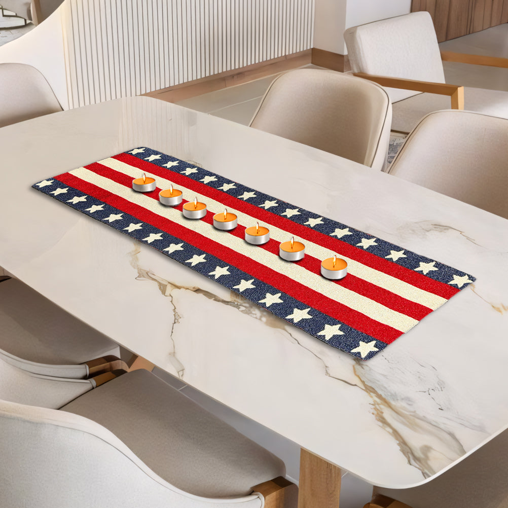 USA Flag Beaded Table Runner