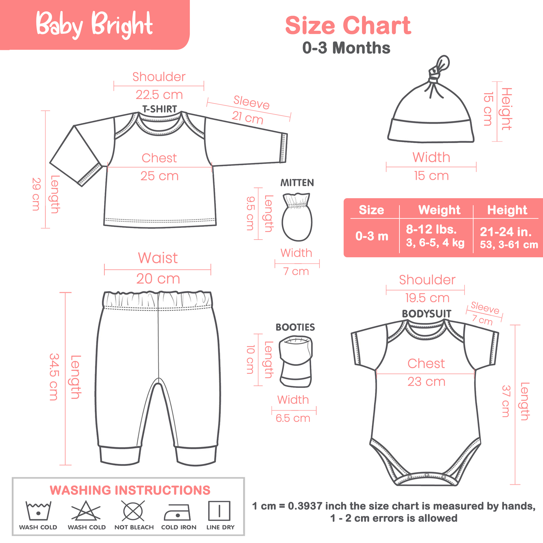 Baby Clothes - Baby Bright 8 Piece Layette Newborn Girl Outfits Set - Includes Bodysuits, Bib, Hat - Soft Cotton Baby Girl Clothes 0-3 Months, Ideal Baby Girl Gifts, Comfortable & Stylish, Pink