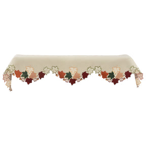 Decozen Cream White Mantel Scarf Cover - Intricate Cutouts Embroidery for Fireplace Kitchen Dining Room Home Decor - 18 x 90 inches - The Falling Petals Collection