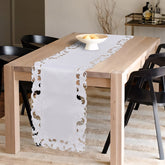 Decozen White Table Runner - Dresser Scarf European Embroidery - Perfect for Kitchen Dining Room Home Decor Wedding Receptions - 14 x 108 inches - The Snow Blossom Collection