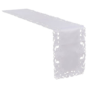 Decozen White Table Runner - Dresser Scarf European Embroidery - Perfect for Kitchen Dining Room Home Decor Wedding Receptions - 14 x 108 inches - The Snow Blossom Collection