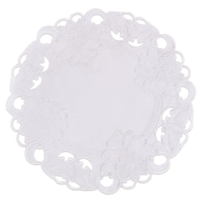 Decozen White Doilies Set of 4 - Round Placemats European Embroidery for Dining Table Home Decor Wedding - 15 inches - The Snow Blossom Collection