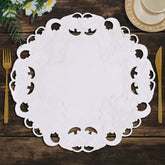 Decozen White Doilies Set of 4 - Round Placemats European Embroidery for Dining Table Home Decor Wedding - 15 inches - The Snow Blossom Collection