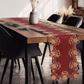 Decozen Gold Lace Red Table Runner - Dresser Scarf European Embroidery - Perfect for Kitchen Dining Room Home Decor Wedding Receptions - 14 x 108 inches - The Imperial Red Collection