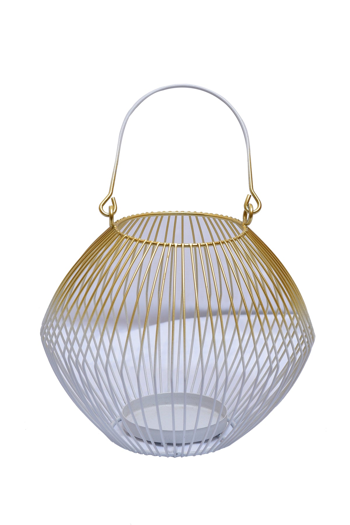 White and Gold Candle Holder Lantern