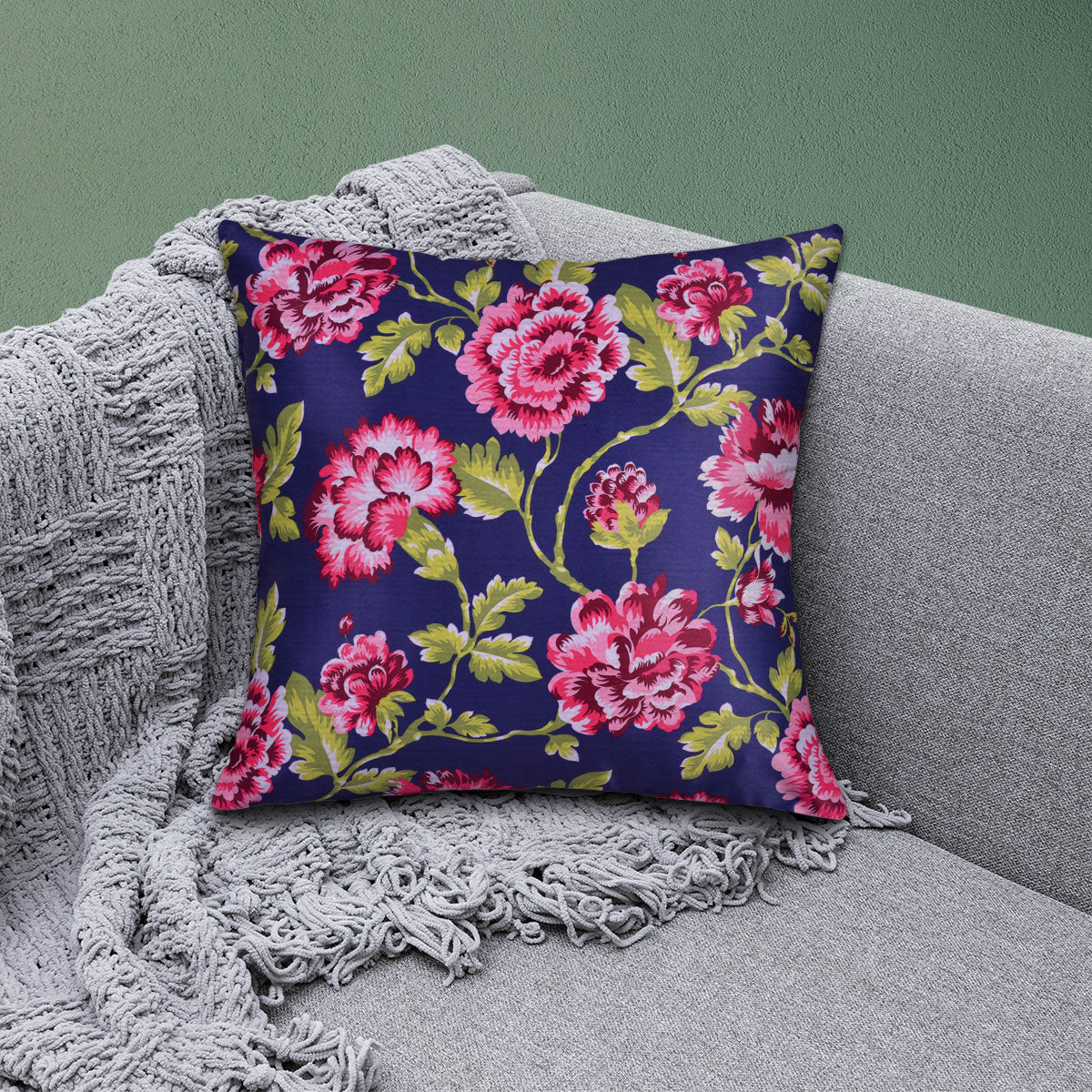 Floral Printed Throw Pillow Covers - 20 x 20 Inches - Decozen