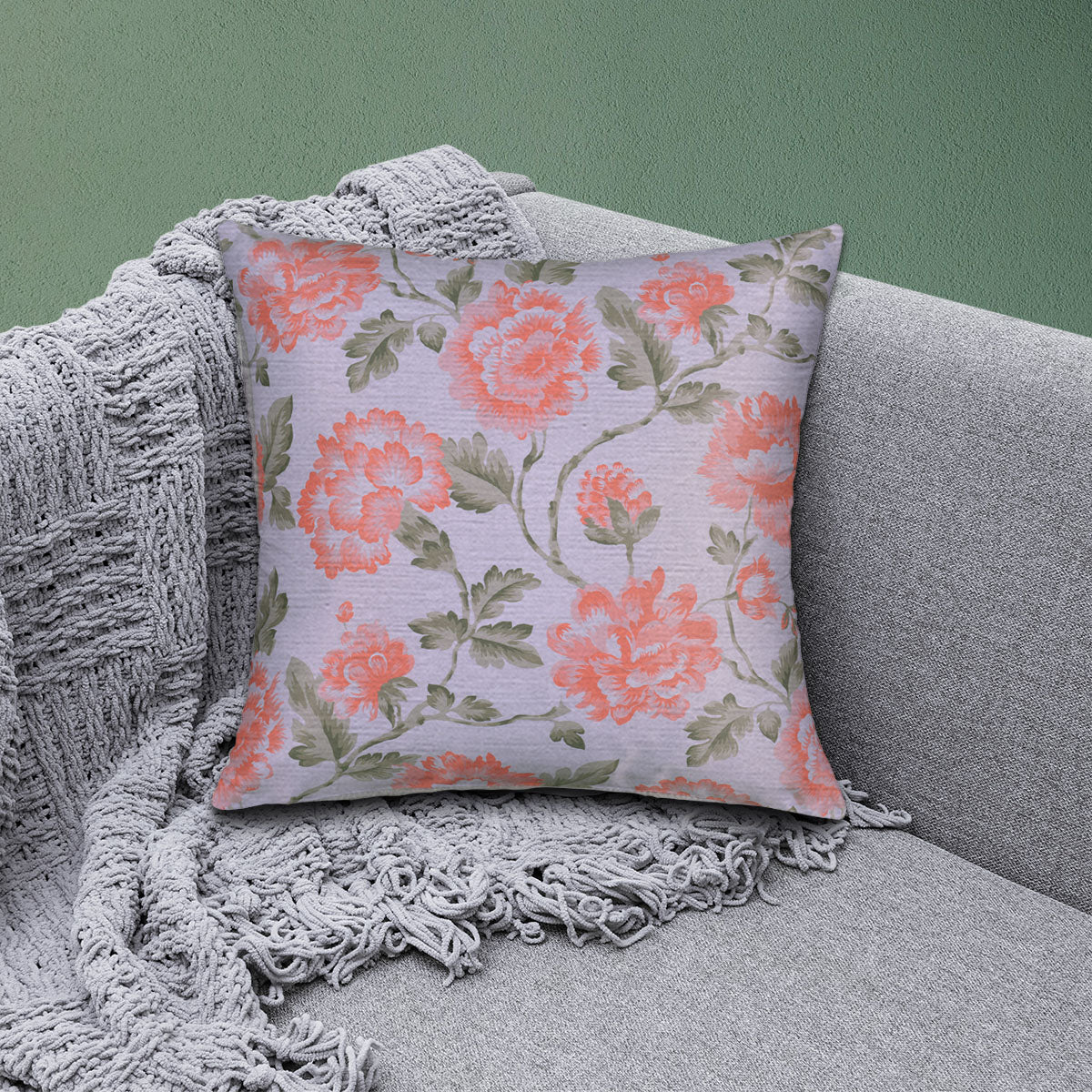 Floral Printed Throw Pillow Covers - 20 x 20 Inches - Decozen