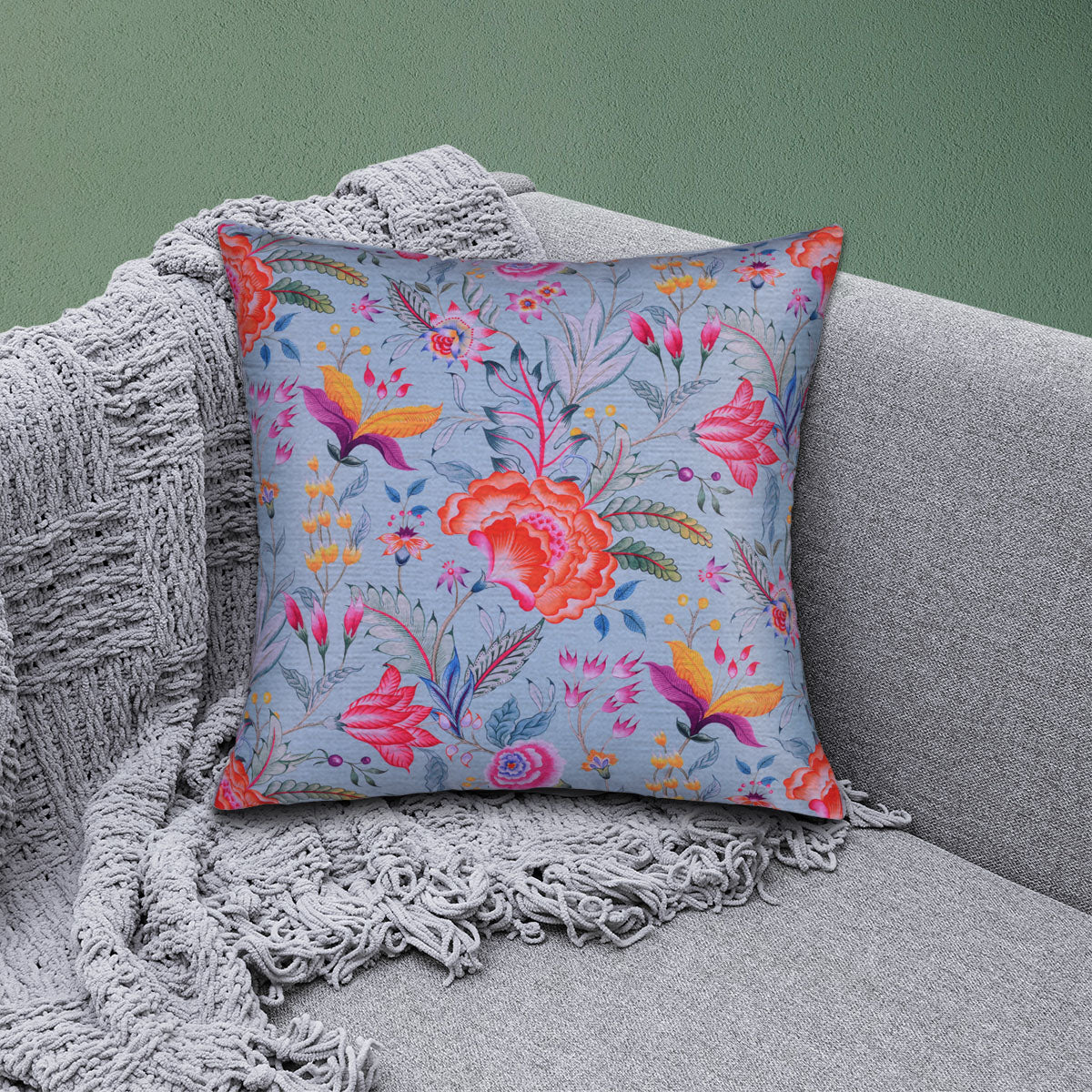 Floral Printed Throw Pillow Covers - 20 x 20 Inches - Decozen