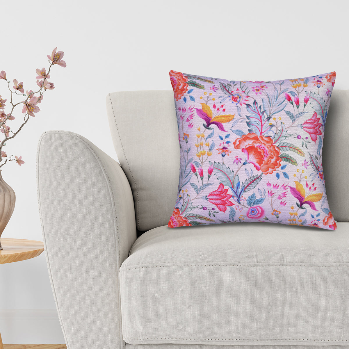 Floral Printed Throw Pillow Covers - 20 x 20 Inches - Decozen