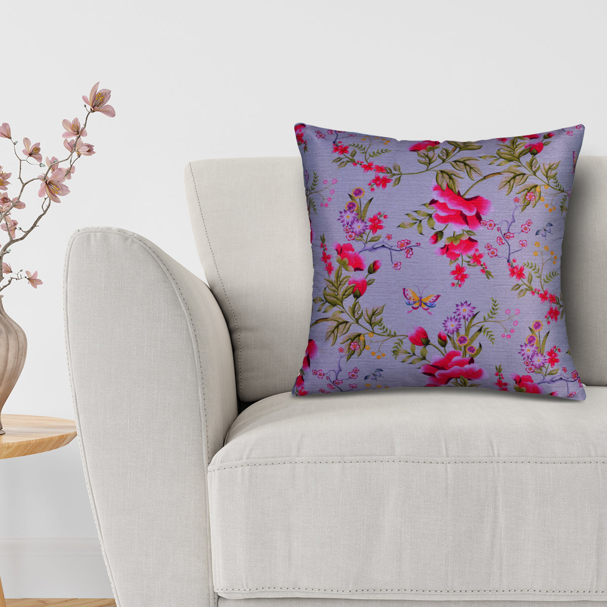 Floral Printed Throw Pillow Covers - 20 x 20 Inches - Decozen