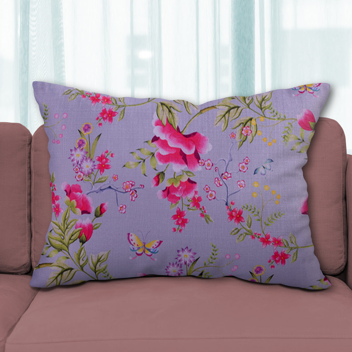 Floral Printed Throw Pillow Covers - 14 x 20 Inches - Decozen