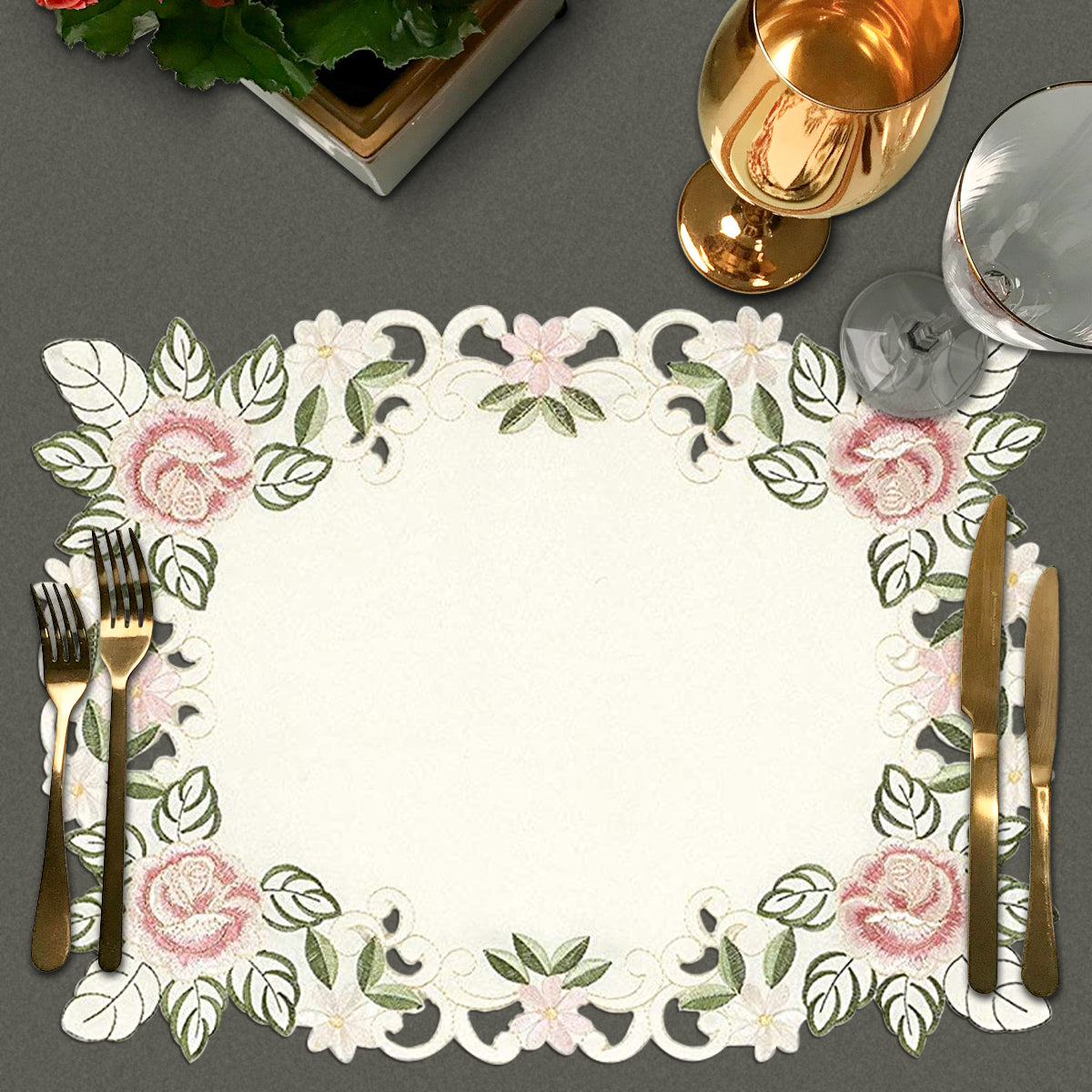 Beige Table Doilies - Bryton Collection - Decozen