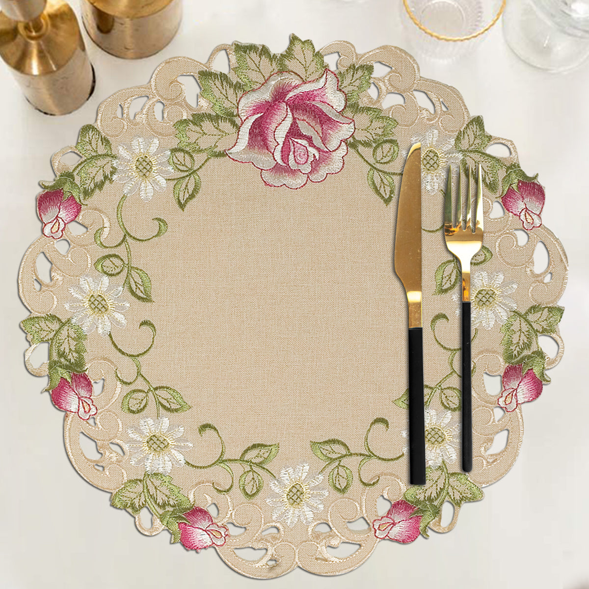 Beige Table Cover - Docia Collection - Decozen