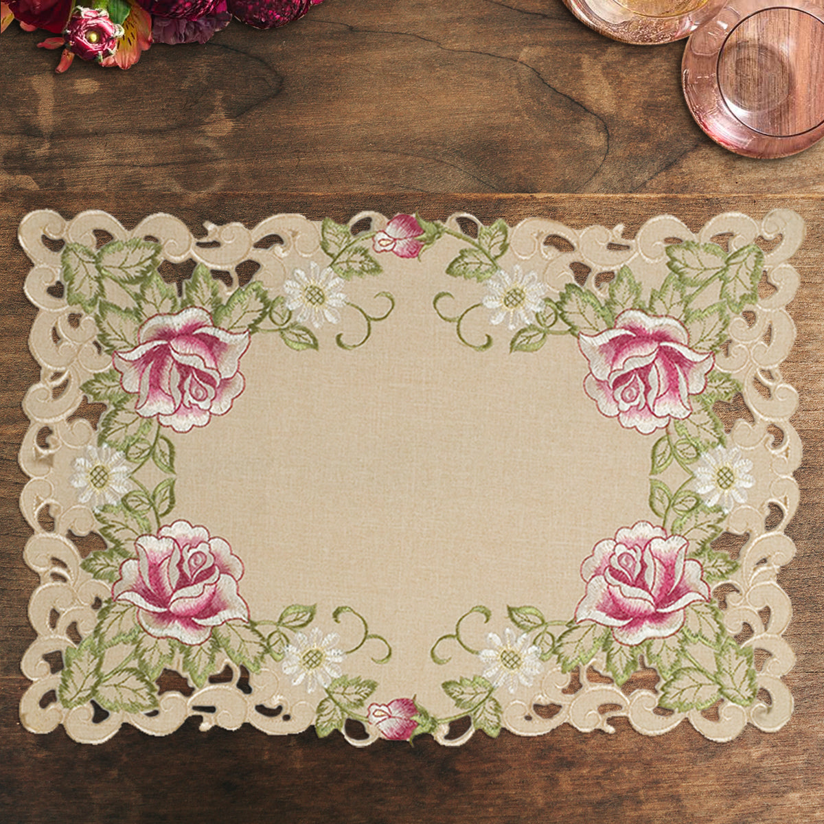 Placemats with European Embroidery - Set of 4