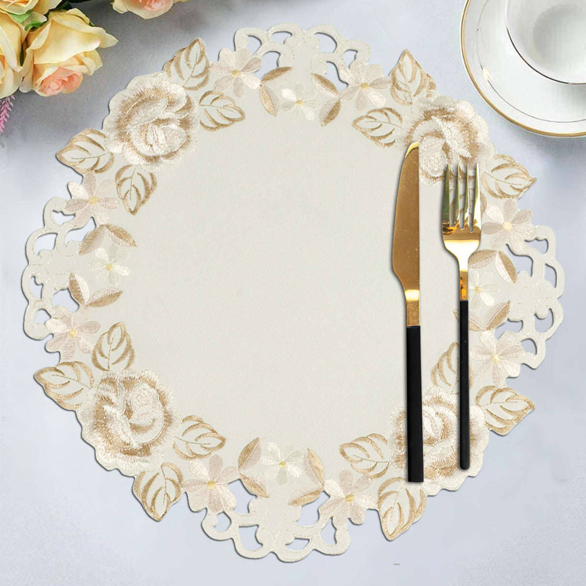 Beige Table Doilies - Dayse Collection - Decozen