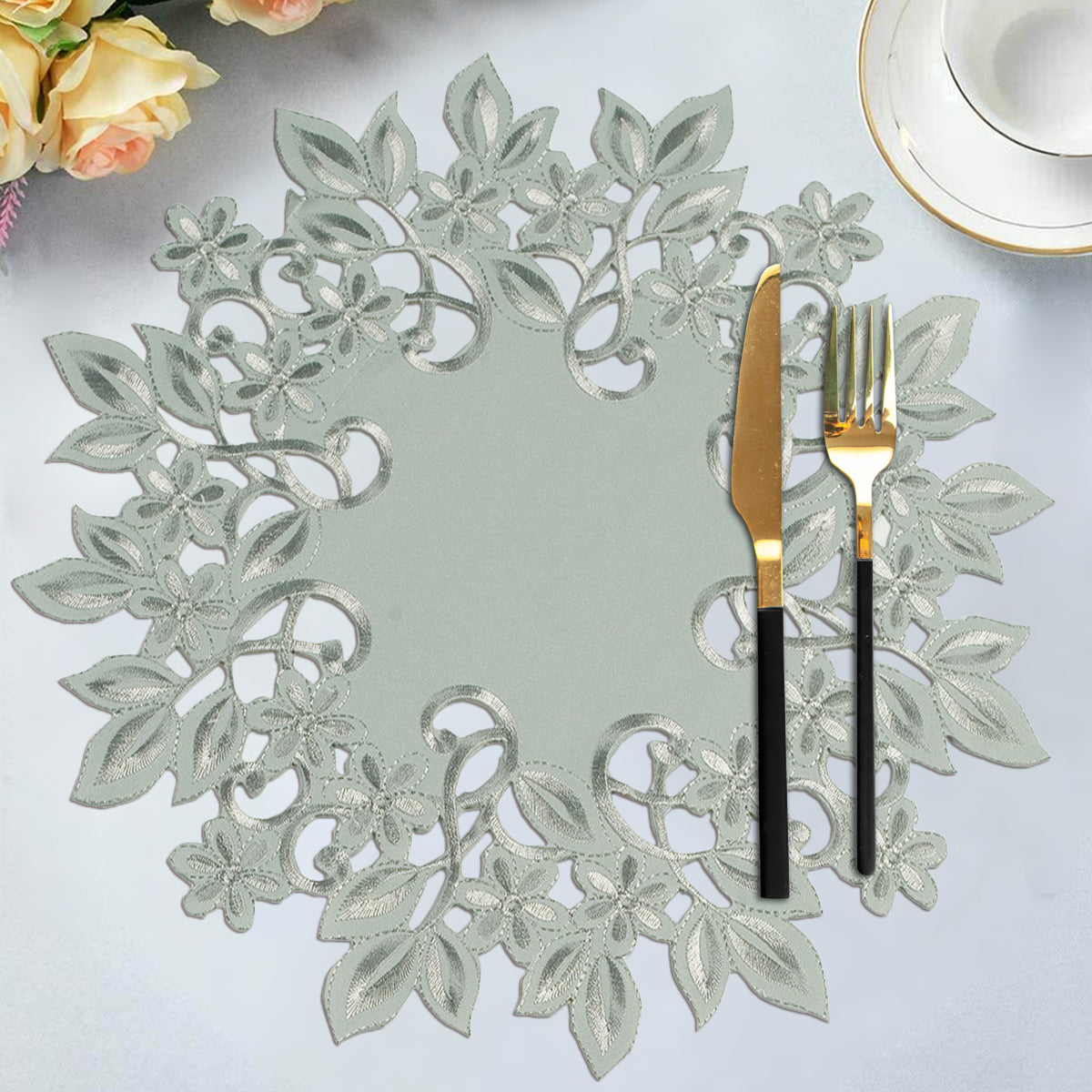 Gray Table Doilies - Alvina Collection - Decozen