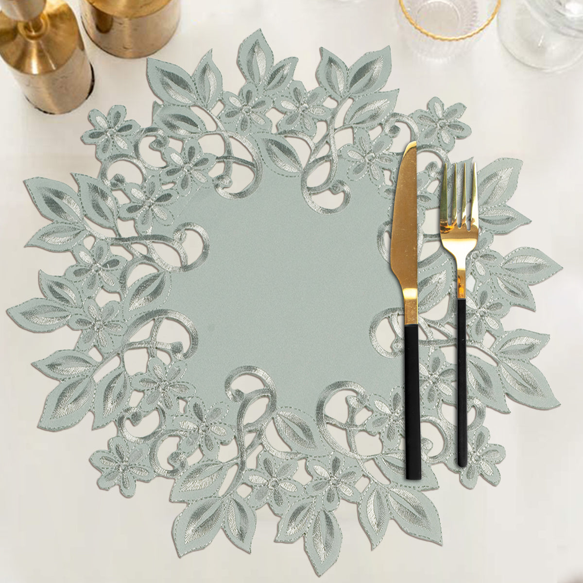 Gray Table Doilies - Alvina Collection - Decozen