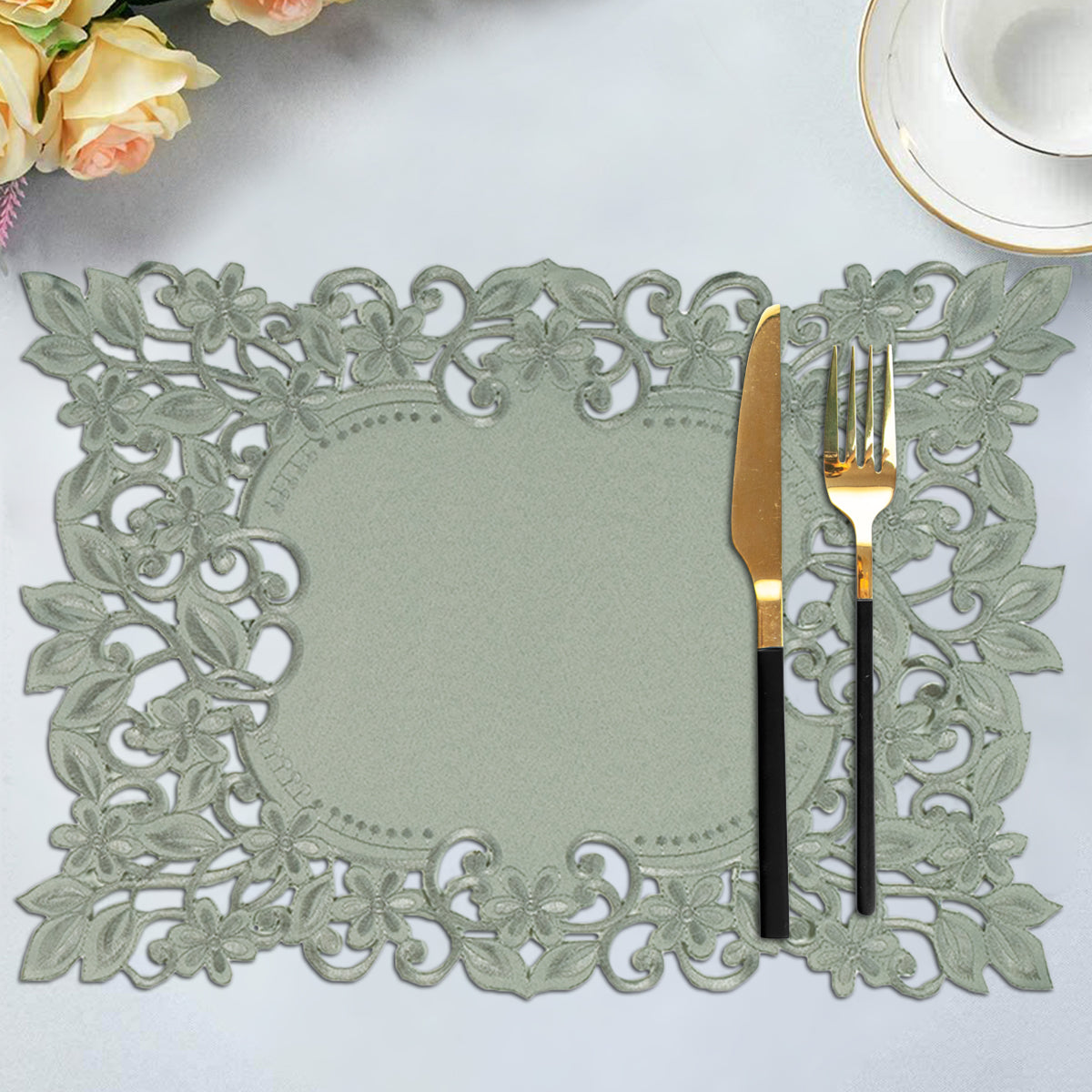 Gray Table Doilies - Alvina Collection - Decozen