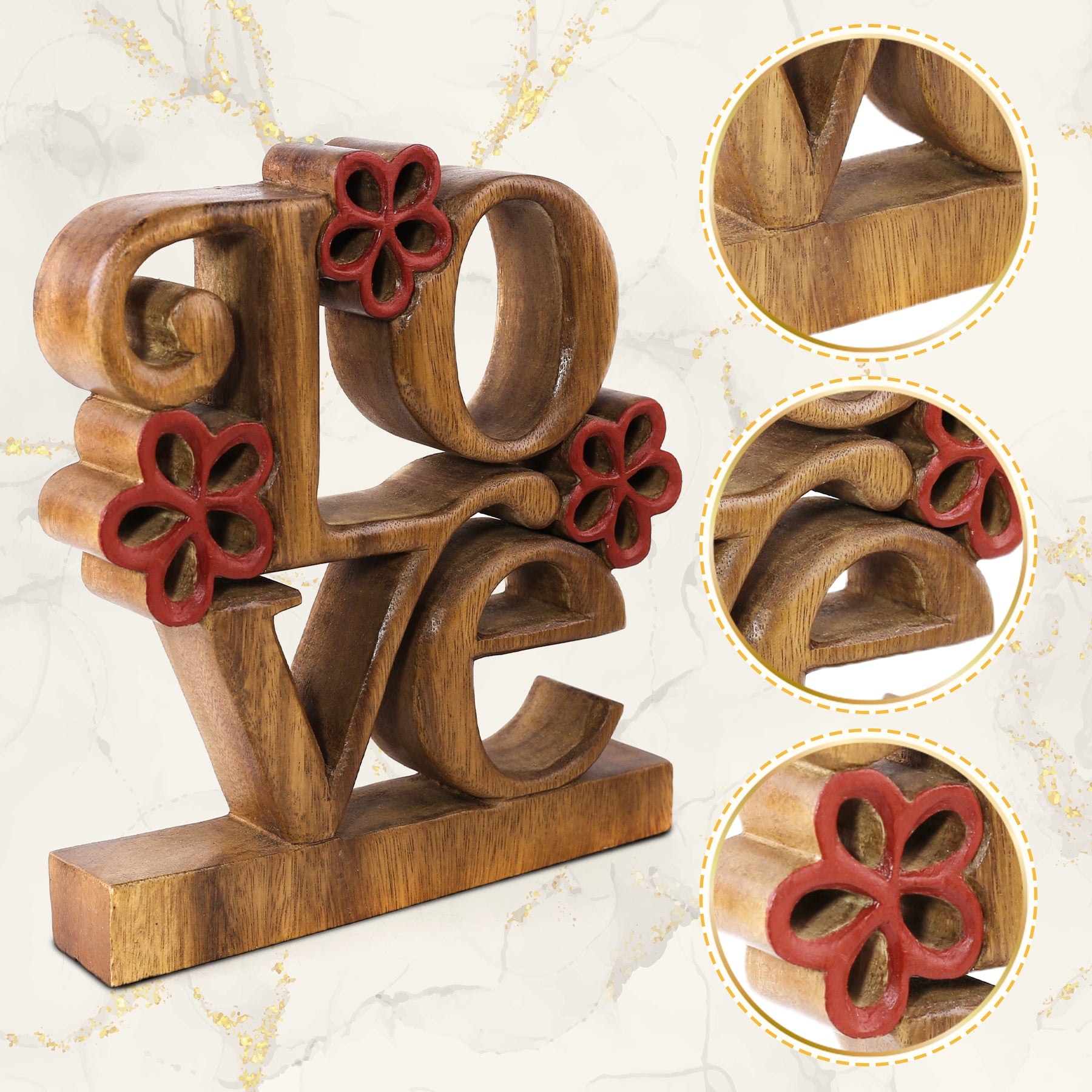 Love Handmade Wooden Sculpture - Decozen