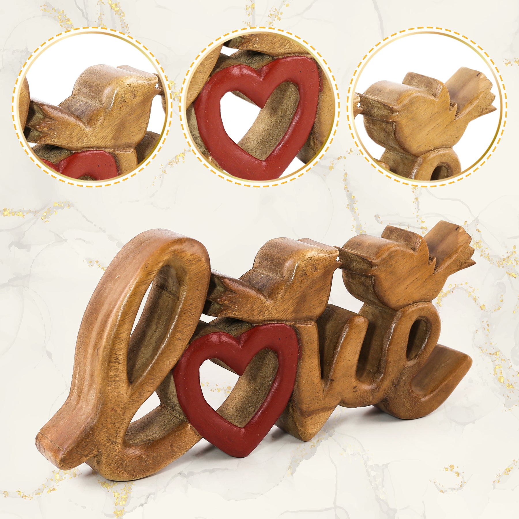 Love Handmade Wooden Sculpture - Decozen