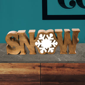 Snow Handmade Wooden Sculpture - Decozen