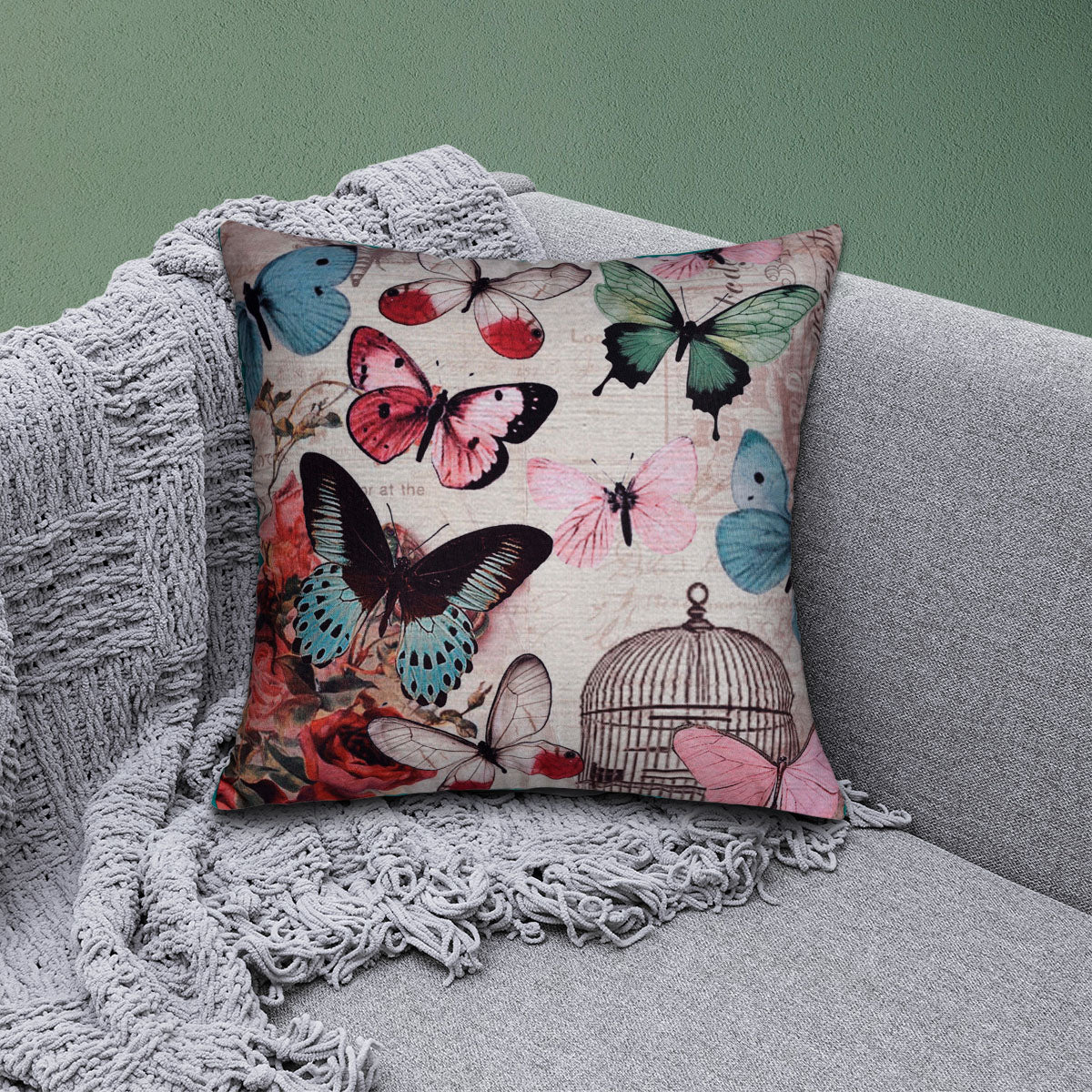 Butterfly Printed Design Throw Pillow Covers - Decozen