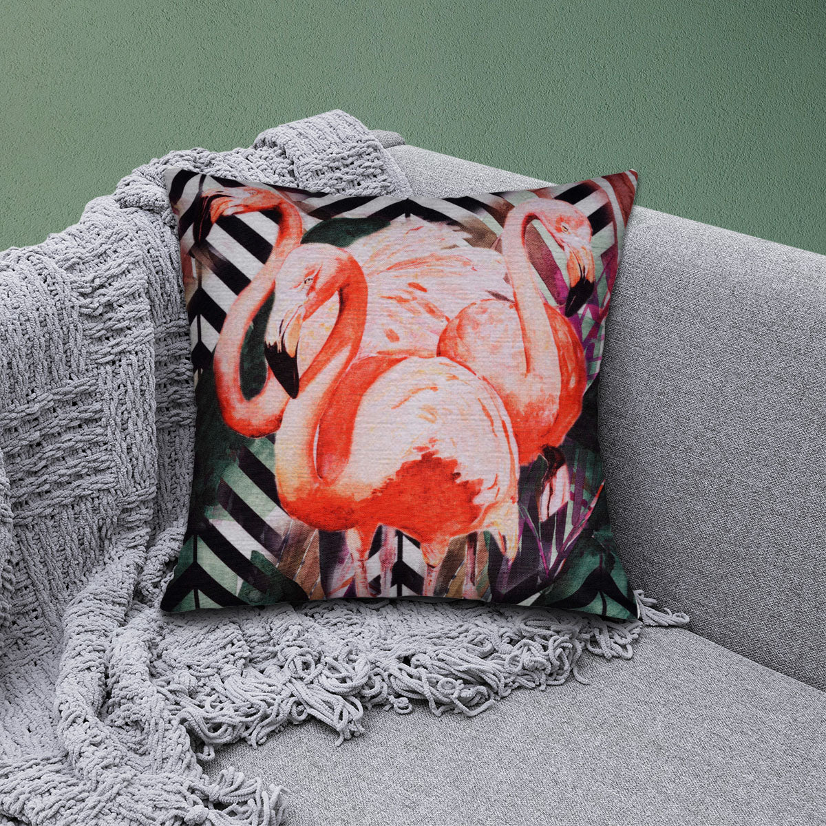 Flamingo Printed Design Throw Pillow Covers - Decozen