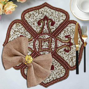 Gold Red White Beaded Placemats - Decozen