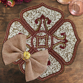 Gold Red White Beaded Placemats - Decozen