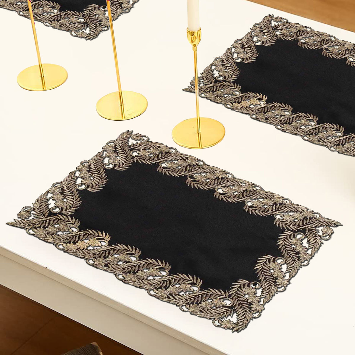 Black Gold Table Placemats - Anyce Collection - Decozen