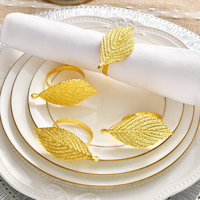 Napkin Rings in Gold Leaf Design - Decozen