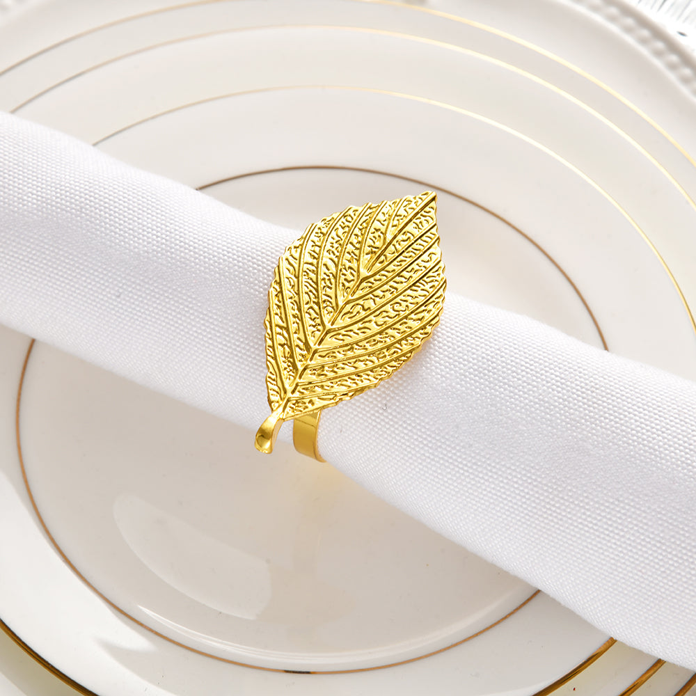 Napkin Rings in Gold Leaf Design - Decozen