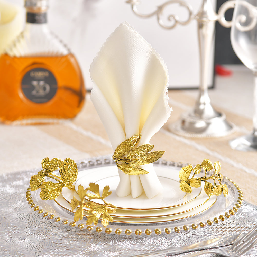 Napkin Rings in Gold Leaf Design - Decozen